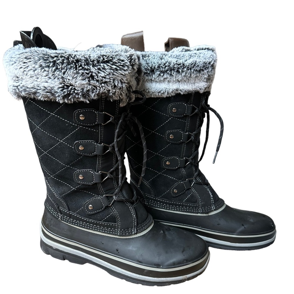 Khombu Womens Black Suede Waterproof Ellie Winter Boots Size 10M